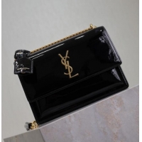 Buy Cheap Saint Laurent Sunset Medium Bag in Patent Leather 442906 Black/Gold 2025