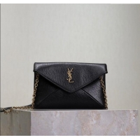 Grade Design Saint Laurent Cassandre Chain Clutch in Embossed Lambskin 819271 Black 2025