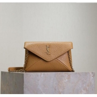 Top Quality Saint Laurent Cassandre Chain Clutch in Embossed Lambskin 819271 Clay Yellow 2025