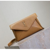 Top Quality Saint Laurent Cassandre Chain Clutch in Embossed Lambskin 819271 Clay Yellow 2025