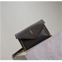 Best Price Saint Laurent Cassandre Chain Clutch in Embossed Lambskin 819271 Green 2025