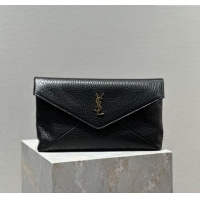 Top Quality Saint Laurent Cassandre Large Envelope Pouch in Embossed Lambskin 769307 Black/Gold 2025