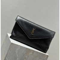 Top Quality Saint Laurent Cassandre Large Envelope Pouch in Embossed Lambskin 769307 Black/Gold 2025