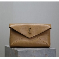 High Quality Saint Laurent Cassandre Large Envelope Pouch in Embossed Lambskin 769307 Clay Yellow 2025