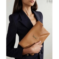 High Quality Saint Laurent Cassandre Large Envelope Pouch in Embossed Lambskin 769307 Clay Yellow 2025