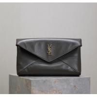 Big Discount Saint Laurent Cassandre Large Envelope Pouch in Embossed Lambskin 769307 Green 2025