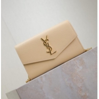 Trendy Design Saint Laurent Uptown Chain Wallet in Grained Leather 607788 Beige 2025