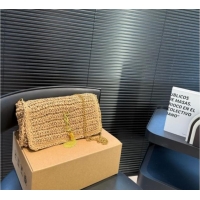 Promotional Saint Laurent Kate Medium Chain Bag in Straw with Tassel 0723 Khaki 2025