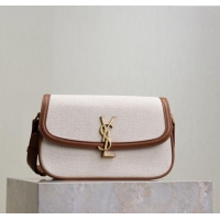 Buy Fashionable Saint Laurent Solferino Medium Bag in Cotton Linen and Leather 8323300 Brown 2025