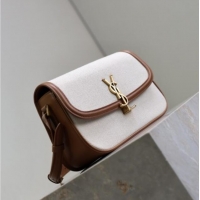 Buy Fashionable Saint Laurent Solferino Medium Bag in Cotton Linen and Leather 8323300 Brown 2025