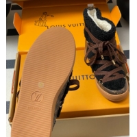 Cheap Price Louis Vuitton LV Cloud Lace-Up Ankle Boot Sneakers in Shearling and Monogram Canvas Black 1AIV15 1219091