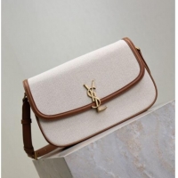 Super Quality Saint Laurent Solferino Large Bag in Cotton Linen and Leather 832332 Brown 2025