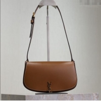 Shop Cheap Saint Laurent Mini Voltaire Half-Moon Shoulder Bag in Box Leather 779642 Caramel Brown 2025