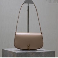 Luxury Cheap Saint Laurent Mini Voltaire Half-Moon Shoulder Bag in Box Leather 779642 Nude Pink 2025