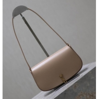 Luxury Cheap Saint Laurent Mini Voltaire Half-Moon Shoulder Bag in Box Leather 779642 Nude Pink 2025