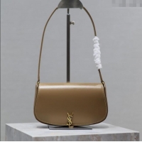 Unique Grade Saint Laurent Mini Voltaire Half-Moon Shoulder Bag in Box Leather 779642 Dark Toffee 2025