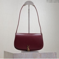 Buy Discount Saint Laurent Mini Voltaire Half-Moon Shoulder Bag in Box Leather 779642 Dark Burgundy 2025