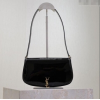 Top Quality Saint Laurent Mini Voltaire Half-Moon Shoulder Bag in Patent Leather 779642 Black 2025