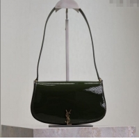 Super Quality Saint Laurent Mini Voltaire Half-Moon Shoulder Bag in Patent Leather 779642 Green 2025