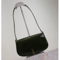 Super Quality Saint Laurent Mini Voltaire Half-Moon Shoulder Bag in Patent Leather 779642 Green 2025