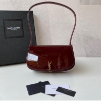 New Fashion Saint Laurent Mini Voltaire Half-Moon Shoulder Bag in Patent Leather 779642 Red 2025