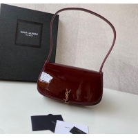 New Fashion Saint Laurent Mini Voltaire Half-Moon Shoulder Bag in Patent Leather 779642 Red 2025