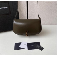 Best Price Saint Laurent Mini Voltaire Half-Moon Shoulder Bag in Box Leather 779642 Deep Musk 2025