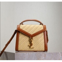 Best Product Saint Laurent Cassandre Mini Bag in Straw-Like and Leather 602716 Brown 2025