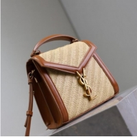 Best Product Saint Laurent Cassandre Mini Bag in Straw-Like and Leather 602716 Brown 2025