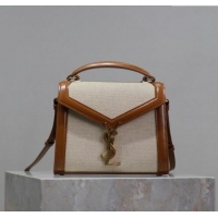 Cheap Design Saint Laurent Cassandre Mini Bag in Cotton Linen and Leather 602716 2025