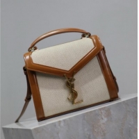 Cheap Design Saint Laurent Cassandre Mini Bag in Cotton Linen and Leather 602716 2025