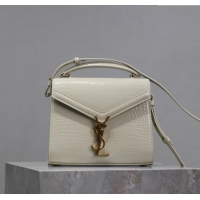 Popular Style Saint Laurent Cassandre Mini Bag in Crocodile Embossed Leather 602716 White 2025