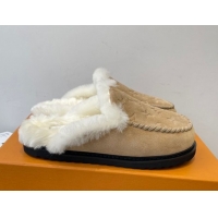 Sumptuous Louis Vuitton Colorado Closed Mules in Wool and Suede Beige 1AITH8 1219092