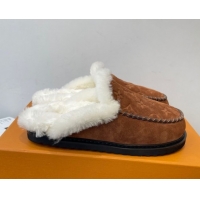 Hot Style Louis Vuitton Colorado Closed Mules in Wool and Suede Brown 1AITH8 1219094