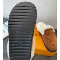 Hot Style Louis Vuitton Colorado Closed Mules in Wool and Suede Brown 1AITH8 1219094