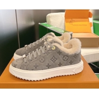 Sophisticated Louis Vuitton Time Out Sneakers in Monogram Suede Grey 1AIDIC 1219096