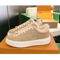 Good Quality Louis Vuitton Time Out Sneakers in Monogram Embroidered Suede Beige 1AIDIC 1219100