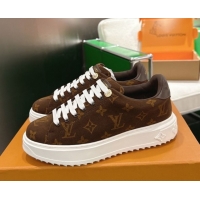 Sumptuous Louis Vuitton Time Out Sneakers in Monogram Fabric Brown 1219102