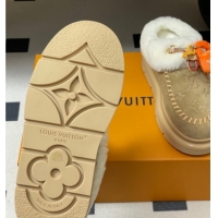 Popular Style Louis Vuitton Cortina Closed Mules 5cm in Suede and Wool Beige 1AITIN 1219106