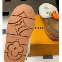 Sophisticated Louis Vuitton Cortina Closed Mules in Suede and Wool Brown 1AITIN 1219107