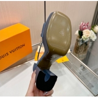 Hot Style Louis Vuitton Swing Platform Sandals 11cm in Satin Jean Blue 1AIUXG 1219109