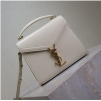 Top Quality Saint Laurent Cassandre Mini Bag in Box Leather 602716 White 2025