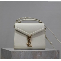 Good Taste Saint Laurent Cassandre Mini Bag in Grained Leather 602716 White 2025