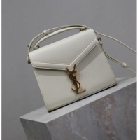 Good Taste Saint Laurent Cassandre Mini Bag in Grained Leather 602716 White 2025
