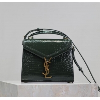 Shop Cheap Saint Laurent Cassandre Mini Bag in Crocodile Embossed Leather 602716 Green 2025