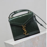Shop Cheap Saint Laurent Cassandre Mini Bag in Crocodile Embossed Leather 602716 Green 2025