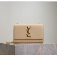 Best Price Saint Laurent Kate Small Chain Bag in Grained Leather 469390 Apricot 2025