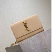 Best Price Saint Laurent Kate Small Chain Bag in Grained Leather 469390 Apricot 2025