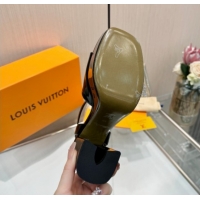 Pretty Style Louis Vuitton Swing Platform Sandals 11cm in Patent Leather Black 1AICSA 1219117