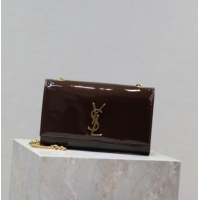 Buy Cheap Saint Laurent Kate Medium Chain Bag in Patent Leather 364021 Brown 2025